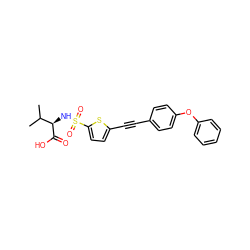 CC(C)[C@@H](NS(=O)(=O)c1ccc(C#Cc2ccc(Oc3ccccc3)cc2)s1)C(=O)O ZINC000029415166