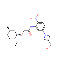 CC(C)[C@@H]1CC[C@@H](C)C[C@H]1OCC(=O)Nc1cc(N2CC(C(=O)O)C2)ccc1[N+](=O)[O-] ZINC000013553382