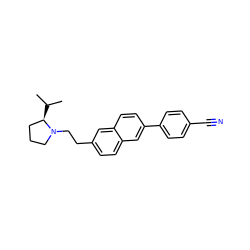 CC(C)[C@@H]1CCCN1CCc1ccc2cc(-c3ccc(C#N)cc3)ccc2c1 ZINC000028901248