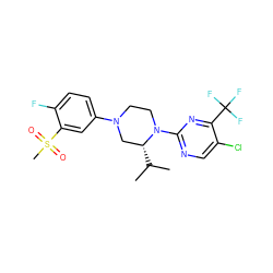 CC(C)[C@@H]1CN(c2ccc(F)c(S(C)(=O)=O)c2)CCN1c1ncc(Cl)c(C(F)(F)F)n1 ZINC000653913922