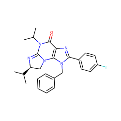 CC(C)[C@@H]1CN2C(=N1)N(C(C)C)C(=O)c1nc(-c3ccc(F)cc3)n(Cc3ccccc3)c12 ZINC000071334737