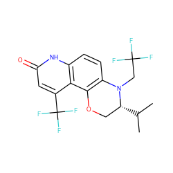 CC(C)[C@@H]1COc2c(ccc3[nH]c(=O)cc(C(F)(F)F)c23)N1CC(F)(F)F ZINC000028953800