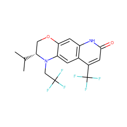 CC(C)[C@@H]1COc2cc3[nH]c(=O)cc(C(F)(F)F)c3cc2N1CC(F)(F)F ZINC000014967383