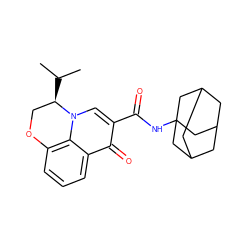 CC(C)[C@@H]1COc2cccc3c(=O)c(C(=O)NC45CC6CC(CC(C6)C4)C5)cn1c23 ZINC000095552928