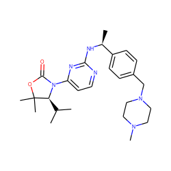 CC(C)[C@@H]1N(c2ccnc(N[C@@H](C)c3ccc(CN4CCN(C)CC4)cc3)n2)C(=O)OC1(C)C ZINC000142086953