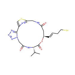 CC(C)[C@@H]1NC(=O)Cn2nnnc2-c2csc(n2)CNC(=O)C[C@@H](/C=C/CCS)OC1=O ZINC000095580820