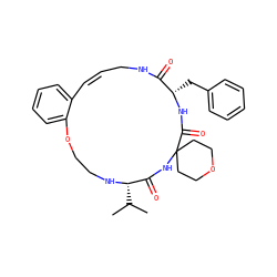 CC(C)[C@@H]1NCCOc2ccccc2/C=C\CNC(=O)[C@H](Cc2ccccc2)NC(=O)C2(CCOCC2)NC1=O ZINC001772634243