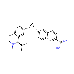 CC(C)[C@@H]1c2cc([C@@H]3C[C@@H]3c3ccc4cc(C(=N)N)ccc4c3)ccc2CCN1C ZINC000013983848