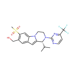 CC(C)[C@@H]1c2cc3cc(CO)c(S(C)(=O)=O)cc3n2CCN1c1nccc(C(F)(F)F)n1 ZINC000147616361