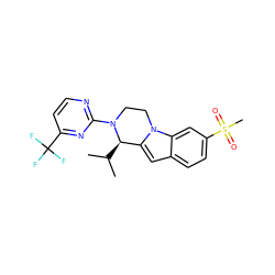 CC(C)[C@@H]1c2cc3ccc(S(C)(=O)=O)cc3n2CCN1c1nccc(C(F)(F)F)n1 ZINC000147753910