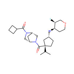 CC(C)[C@]1(C(=O)N2C[C@@H]3C[C@H]2CN3C(=O)C2CCC2)CC[C@@H](N[C@@H]2CCOC[C@@H]2F)C1 ZINC000066066466