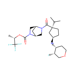 CC(C)[C@]1(C(=O)N2C[C@@H]3C[C@H]2CN3C(=O)O[C@@H](C)C(F)(F)F)CC[C@@H](N[C@@H]2CCOC[C@@H]2F)C1 ZINC000066073726