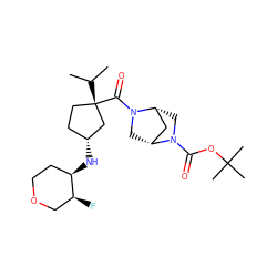 CC(C)[C@]1(C(=O)N2C[C@@H]3C[C@H]2CN3C(=O)OC(C)(C)C)CC[C@@H](N[C@@H]2CCOC[C@@H]2F)C1 ZINC000066139835