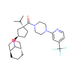 CC(C)[C@]1(C(=O)N2CCN(c3cc(C(F)(F)F)ccn3)CC2)CC[C@@H](NC2[C@H]3CCC[C@H]2COC3)C1 ZINC000101422095