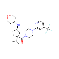 CC(C)[C@]1(C(=O)N2CCN(c3cc(C(F)(F)F)ccn3)CC2)CC[C@@H](NC2CCOCC2)C1 ZINC000071295146