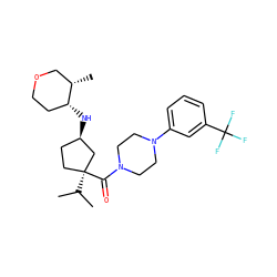 CC(C)[C@]1(C(=O)N2CCN(c3cccc(C(F)(F)F)c3)CC2)CC[C@@H](N[C@@H]2CCOC[C@@H]2C)C1 ZINC000038270130