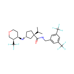 CC(C)[C@]1(C(=O)NCc2cc(C(F)(F)F)cc(C(F)(F)F)c2)CC[C@@H](N[C@@H]2CCOC[C@@H]2C(F)(F)F)C1 ZINC000049878761