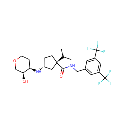 CC(C)[C@]1(C(=O)NCc2cc(C(F)(F)F)cc(C(F)(F)F)c2)CC[C@@H](N[C@@H]2CCOC[C@@H]2O)C1 ZINC000040954571