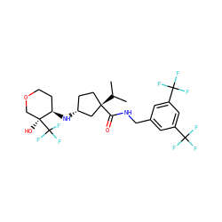 CC(C)[C@]1(C(=O)NCc2cc(C(F)(F)F)cc(C(F)(F)F)c2)CC[C@@H](N[C@@H]2CCOC[C@]2(O)C(F)(F)F)C1 ZINC000042891820