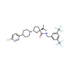 CC(C)[C@]1(C(=O)NCc2cc(C(F)(F)F)cc(C(F)(F)F)c2)CC[C@@H](N2CCC(c3ccc(Cl)nn3)CC2)C1 ZINC000029041165