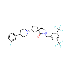 CC(C)[C@]1(C(=O)NCc2cc(C(F)(F)F)cc(C(F)(F)F)c2)CC[C@@H](N2CCC(c3cccc(F)c3)CC2)C1 ZINC000029041030