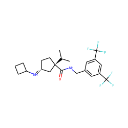 CC(C)[C@]1(C(=O)NCc2cc(C(F)(F)F)cc(C(F)(F)F)c2)CC[C@@H](NC2CCC2)C1 ZINC000040952884