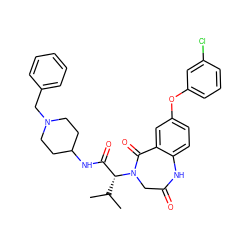 CC(C)[C@H](C(=O)NC1CCN(Cc2ccccc2)CC1)N1CC(=O)Nc2ccc(Oc3cccc(Cl)c3)cc2C1=O ZINC000084617418