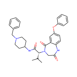 CC(C)[C@H](C(=O)NC1CCN(Cc2ccccc2)CC1)N1CC(=O)Nc2ccc(Oc3ccccc3)cc2C1=O ZINC000043104582