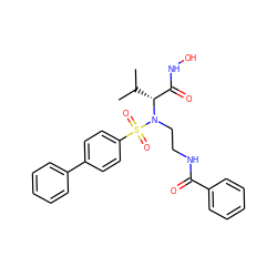 CC(C)[C@H](C(=O)NO)N(CCNC(=O)c1ccccc1)S(=O)(=O)c1ccc(-c2ccccc2)cc1 ZINC001772653010