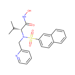 CC(C)[C@H](C(=O)NO)N(Cc1ccccn1)S(=O)(=O)c1ccc2ccccc2c1 ZINC000073166399