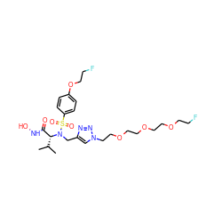 CC(C)[C@H](C(=O)NO)N(Cc1cn(CCOCCOCCOCCF)nn1)S(=O)(=O)c1ccc(OCCF)cc1 ZINC000096934276