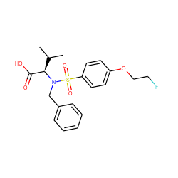 CC(C)[C@H](C(=O)O)N(Cc1ccccc1)S(=O)(=O)c1ccc(OCCF)cc1 ZINC000028865123