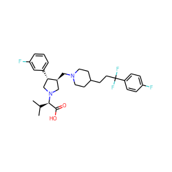 CC(C)[C@H](C(=O)O)N1C[C@H](CN2CCC(CCC(F)(F)c3ccc(F)cc3)CC2)[C@@H](c2cccc(F)c2)C1 ZINC000028234198