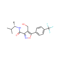 CC(C)[C@H](C)NC(=O)c1noc(-c2ccc(C(F)(F)F)cc2)c1CO ZINC000072176125