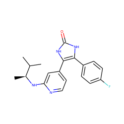 CC(C)[C@H](C)Nc1cc(-c2[nH]c(=O)[nH]c2-c2ccc(F)cc2)ccn1 ZINC000053314431