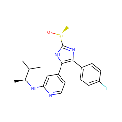 CC(C)[C@H](C)Nc1cc(-c2[nH]c([S@+](C)[O-])nc2-c2ccc(F)cc2)ccn1 ZINC000071317485