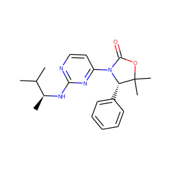 CC(C)[C@H](C)Nc1nccc(N2C(=O)OC(C)(C)[C@@H]2c2ccccc2)n1 ZINC000142148853