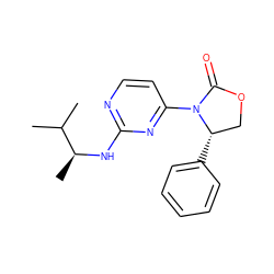 CC(C)[C@H](C)Nc1nccc(N2C(=O)OC[C@@H]2c2ccccc2)n1 ZINC000142144334