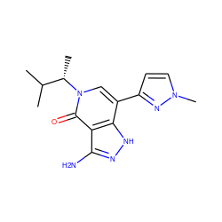 CC(C)[C@H](C)n1cc(-c2ccn(C)n2)c2[nH]nc(N)c2c1=O ZINC000221573501