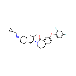 CC(C)[C@H](C[C@H]1CC[C@@H](NCC2CC2)CC1)N1CCCc2ccc(Oc3ccc(F)cc3F)cc2C1=O ZINC000261120569