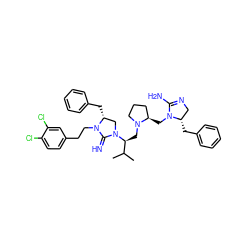 CC(C)[C@H](CN1CCC[C@H]1CN1C(N)=NC[C@@H]1Cc1ccccc1)N1C[C@@H](Cc2ccccc2)N(CCc2ccc(Cl)c(Cl)c2)C1=N ZINC000072127680