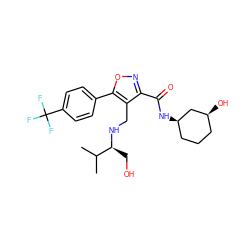 CC(C)[C@H](CO)NCc1c(C(=O)N[C@@H]2CCC[C@H](O)C2)noc1-c1ccc(C(F)(F)F)cc1 ZINC000071318164