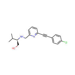 CC(C)[C@H](CO)NCc1cccc(C#Cc2ccc(Cl)cc2)n1 ZINC000204415295