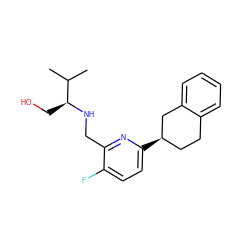 CC(C)[C@H](CO)NCc1nc([C@@H]2CCc3ccccc3C2)ccc1F ZINC000204421388