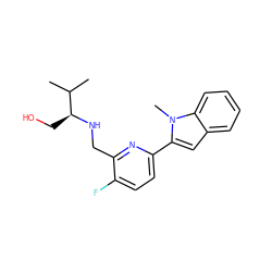 CC(C)[C@H](CO)NCc1nc(-c2cc3ccccc3n2C)ccc1F ZINC000204414138