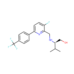 CC(C)[C@H](CO)NCc1nc(-c2ccc(C(F)(F)F)cc2)ccc1F ZINC000204425219