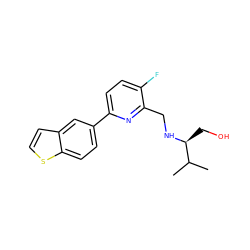 CC(C)[C@H](CO)NCc1nc(-c2ccc3sccc3c2)ccc1F ZINC000204412523