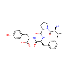 CC(C)[C@H](N)C(=O)N1CCC[C@H]1C(=O)N[C@@H](Cc1ccccc1)C(=O)N[C@@H](Cc1ccc(O)cc1)C(=O)O ZINC000028387212