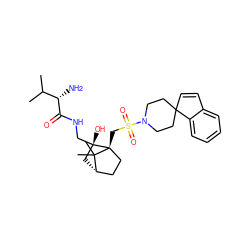 CC(C)[C@H](N)C(=O)NC[C@@]1(O)C[C@H]2CC[C@]1(CS(=O)(=O)N1CCC3(C=Cc4ccccc43)CC1)C2(C)C ZINC000027318819