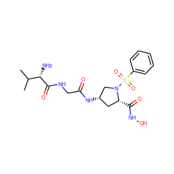 CC(C)[C@H](N)C(=O)NCC(=O)N[C@H]1C[C@@H](C(=O)NO)N(S(=O)(=O)c2ccccc2)C1 ZINC000169328528